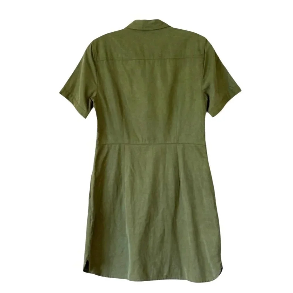 J. Crew Women's Utility Shirt Dress Olive Green Button Split Hem Size 2